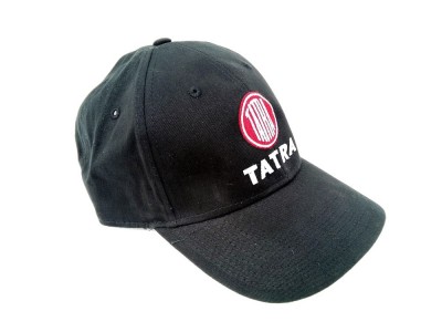 Schwarze Kappe mit weißer Aufschrift und TATRA-Logo