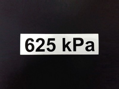 Sticker pressure 625 kPa