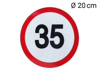 Reflective sticker max. speed 35 km (D20 cm)