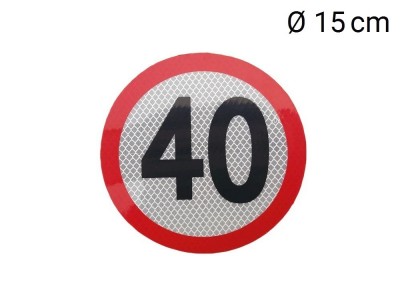 Reflective sticker max. speed 40 km (D15 cm)