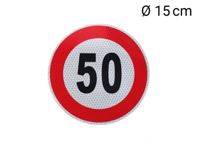 Reflective sticker max. speed 50 km (D15 cm)