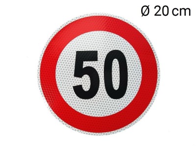 Reflective sticker max. speed 50 km (D20 cm)