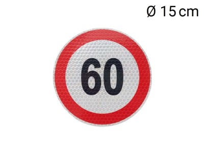 Reflective sticker max. speed 60 km (D15 cm)
