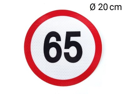 Reflective sticker max. speed 65 km (D20 cm)