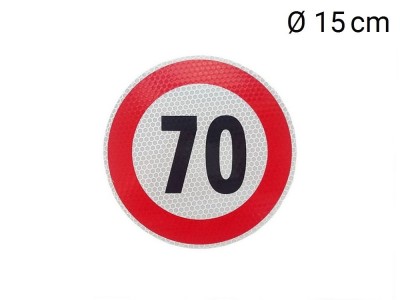 Reflective sticker max. speed 70 km (D15 cm)