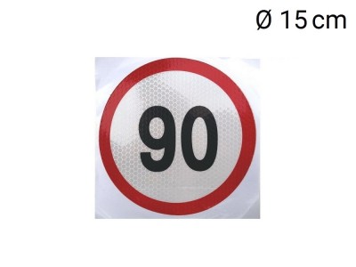 Reflective sticker max. speed 90 km (D15 cm)