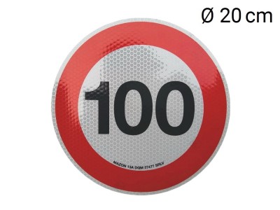 Reflective sticker max. speed 100 km (D20 cm)