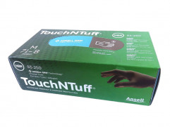 Pracovné rukavice Ansell TouchNTuff 93-250 čierne (box 100 ks)
